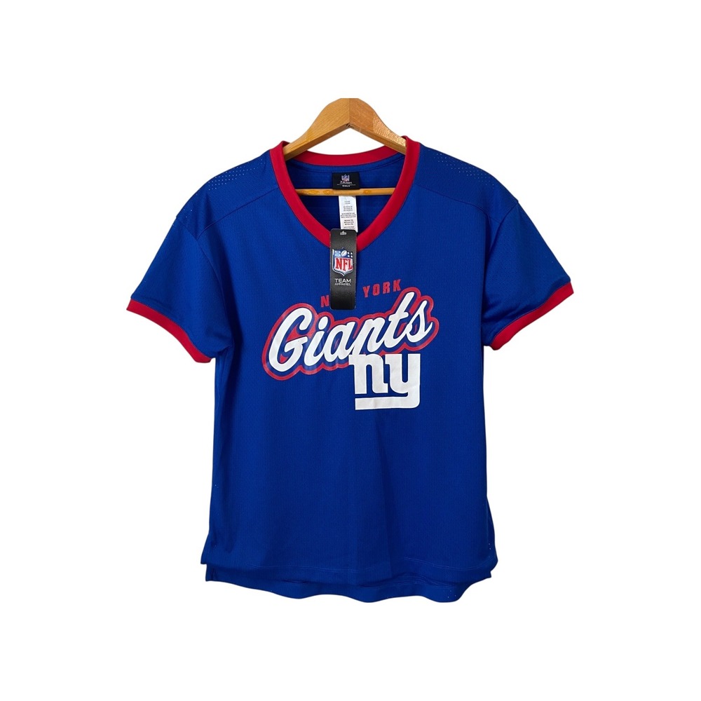 NFL New York Giants Girls Mesh Jersey V Neck Short Sleeve Team Apparel Blue‎ - Picture 2 of 6